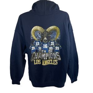 Gildan Los Angeles City Of Champions Navy Hoodie Mens 2XL Xxlarge